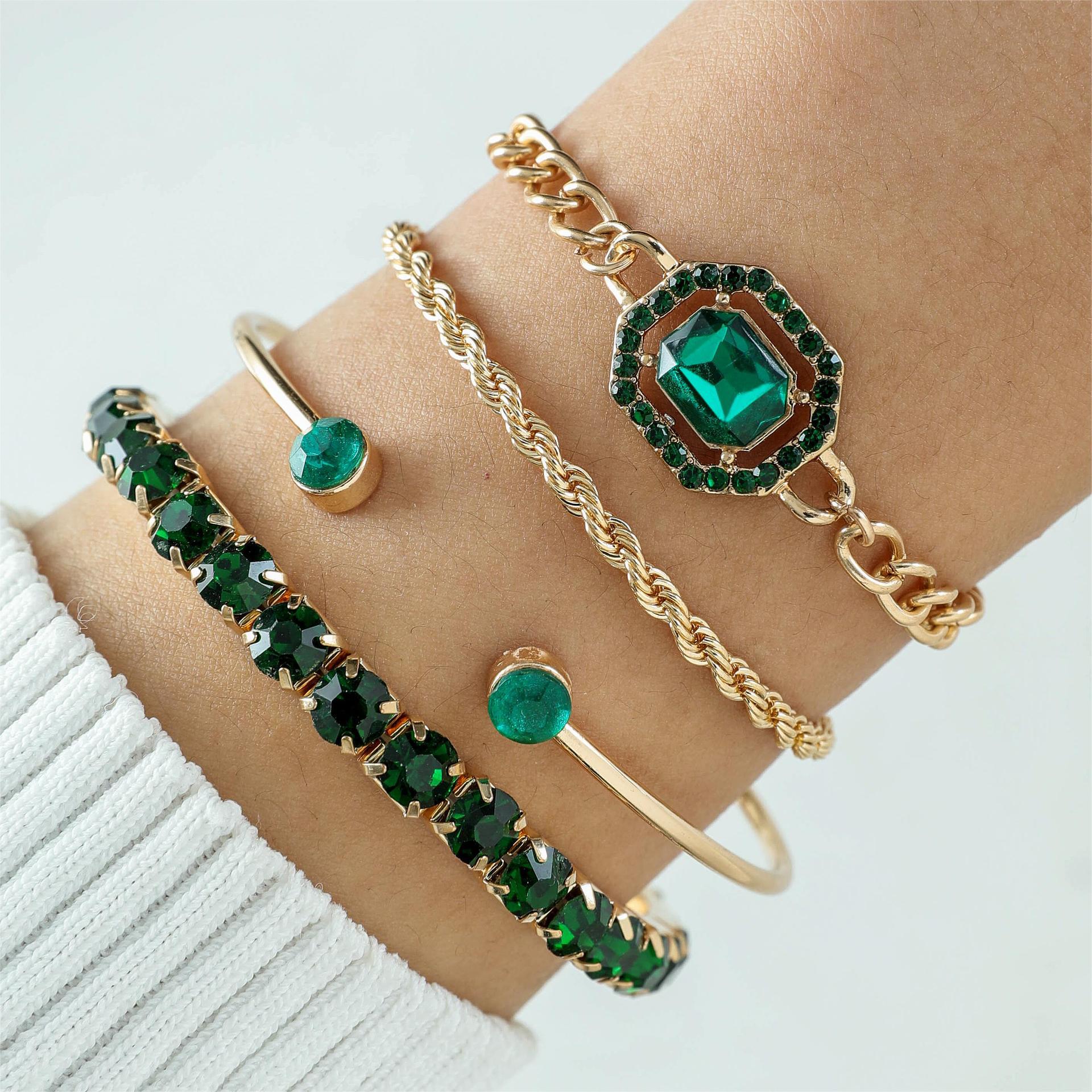 Fashion Special Diamond Jade Bracelet Suit