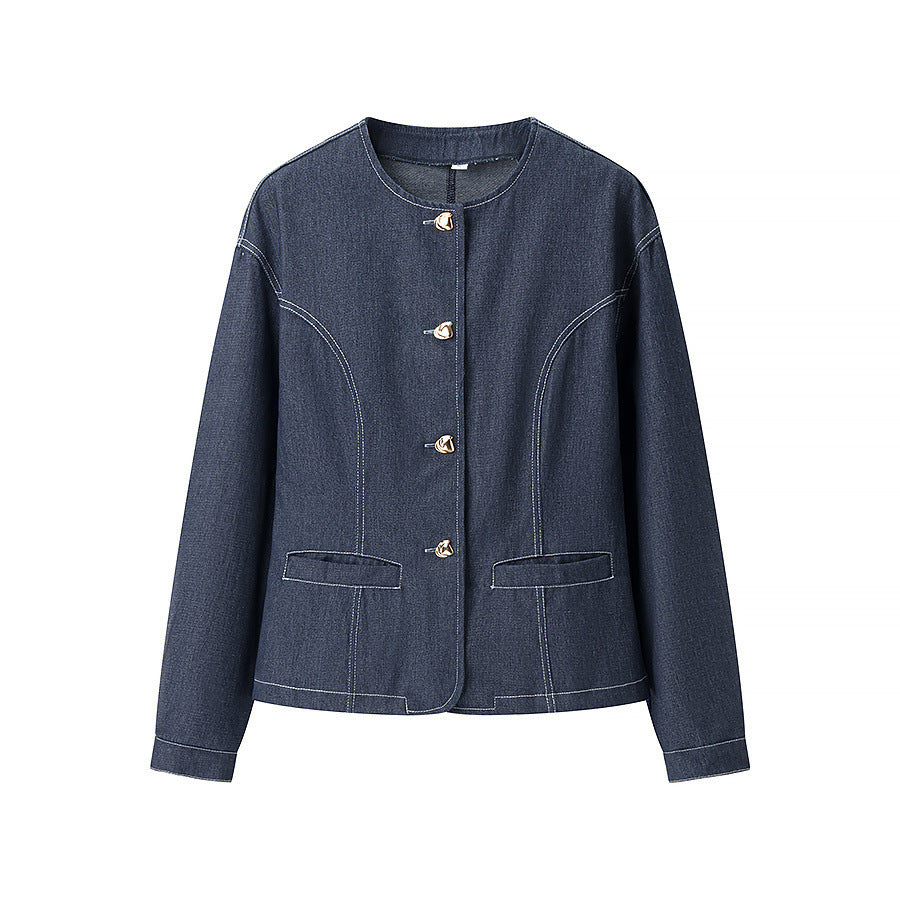 Women's Fashion Casual Round-neck Top High-waist Solid Color Pants Suit