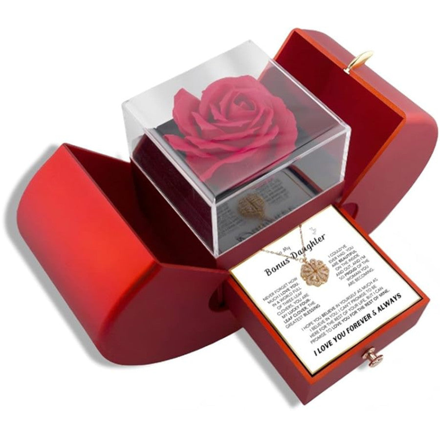 Heart-shaped Four-leaf Clover Micro-set Zircon Women's Necklace Gift Box