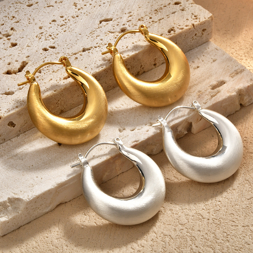 Retro Minimalist Hollow Brushed Earrings For Women