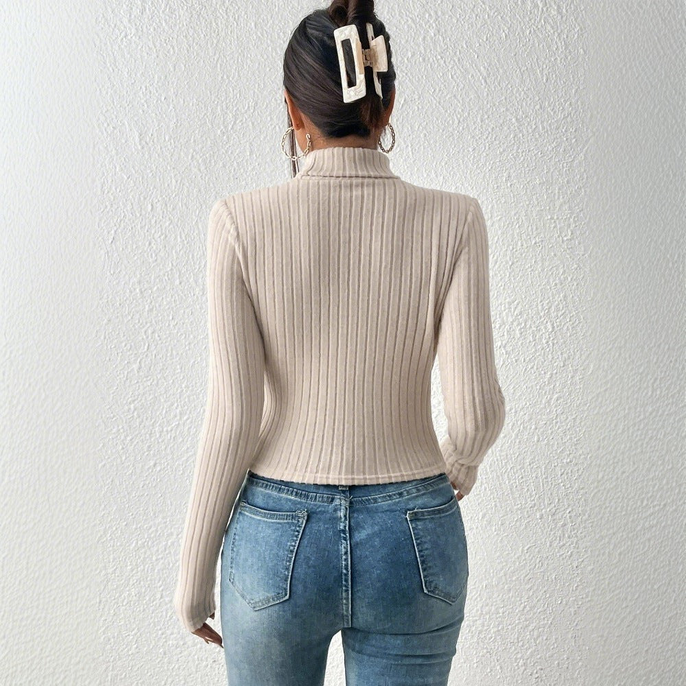 European And American Women's Clothing Light Mature Style T-shirt, Autumn And Winter New Elegant Slim Short Top