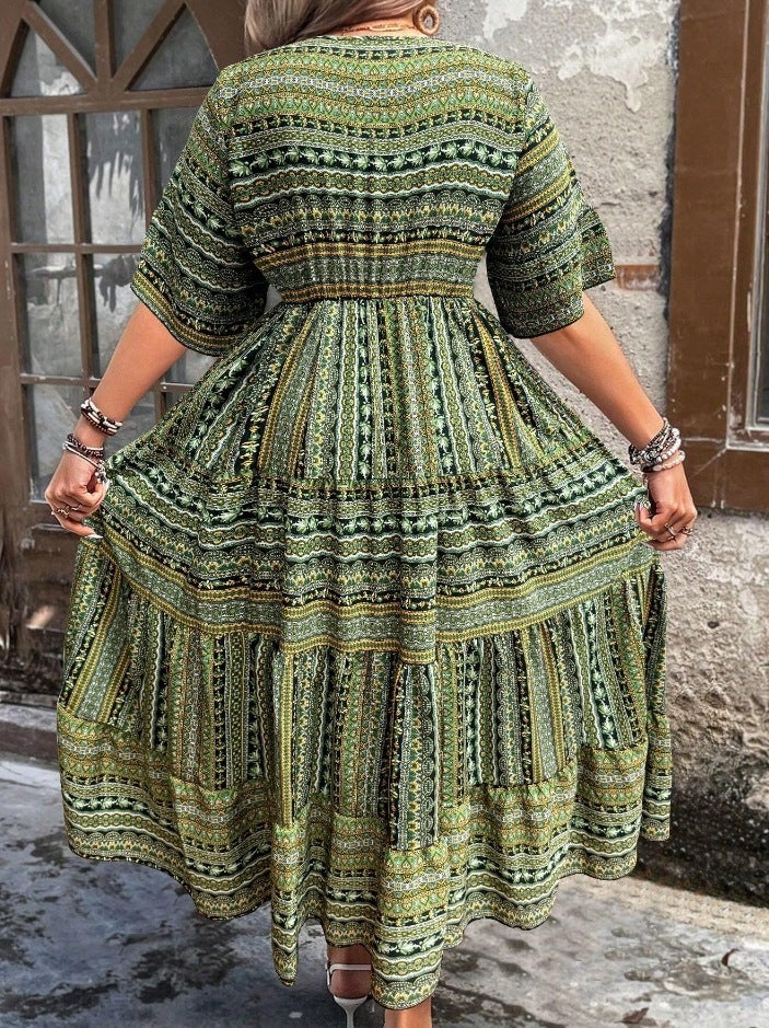 Spring And Summer Tribal Print Casual Women's Dress