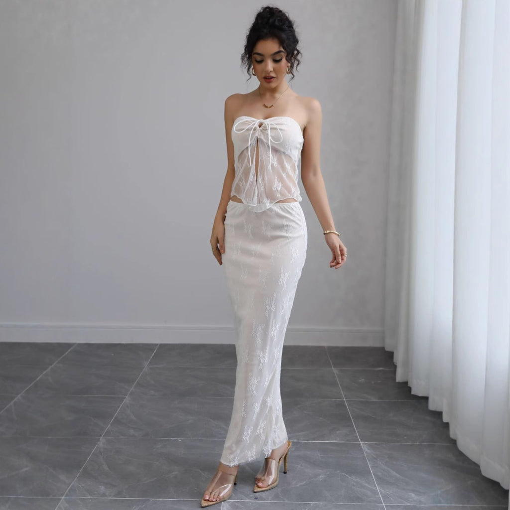 High-end Lace Camisole And Skirt Two-piece Set