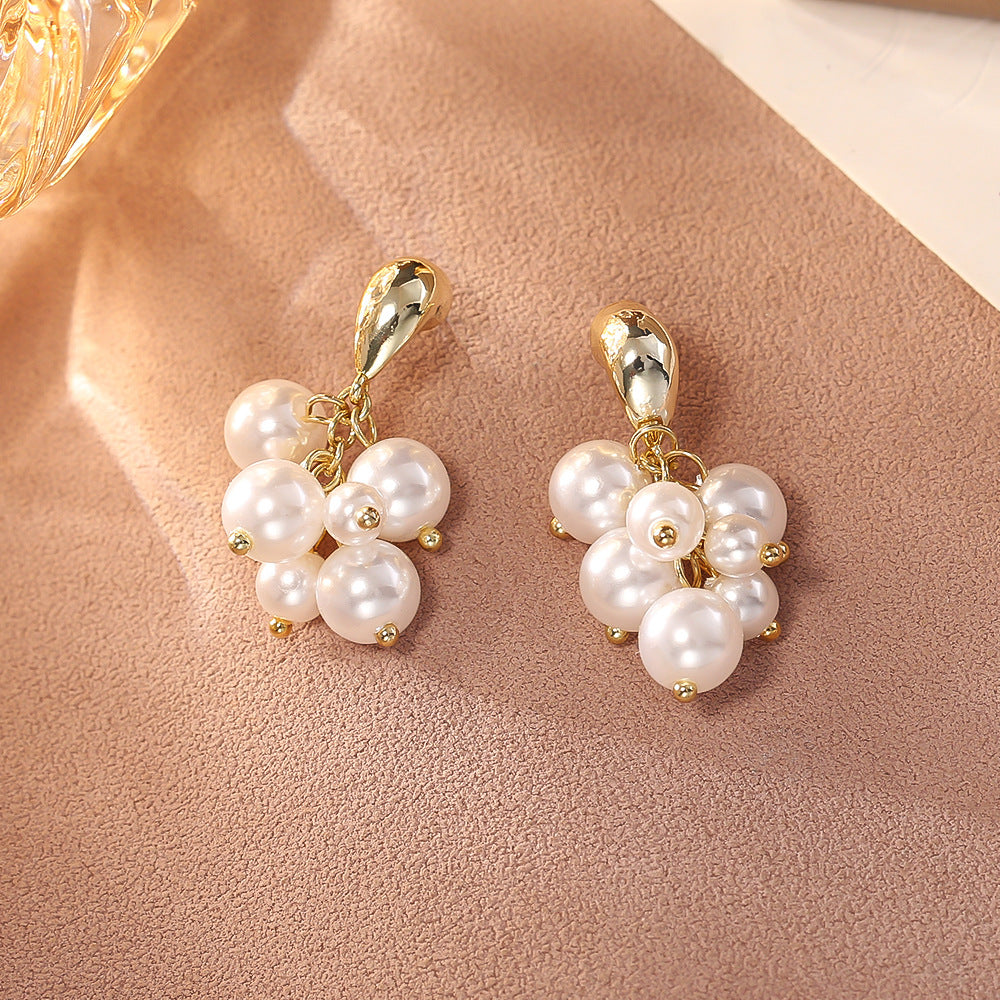 Pearl Grape Cluster Earrings High-end Feel