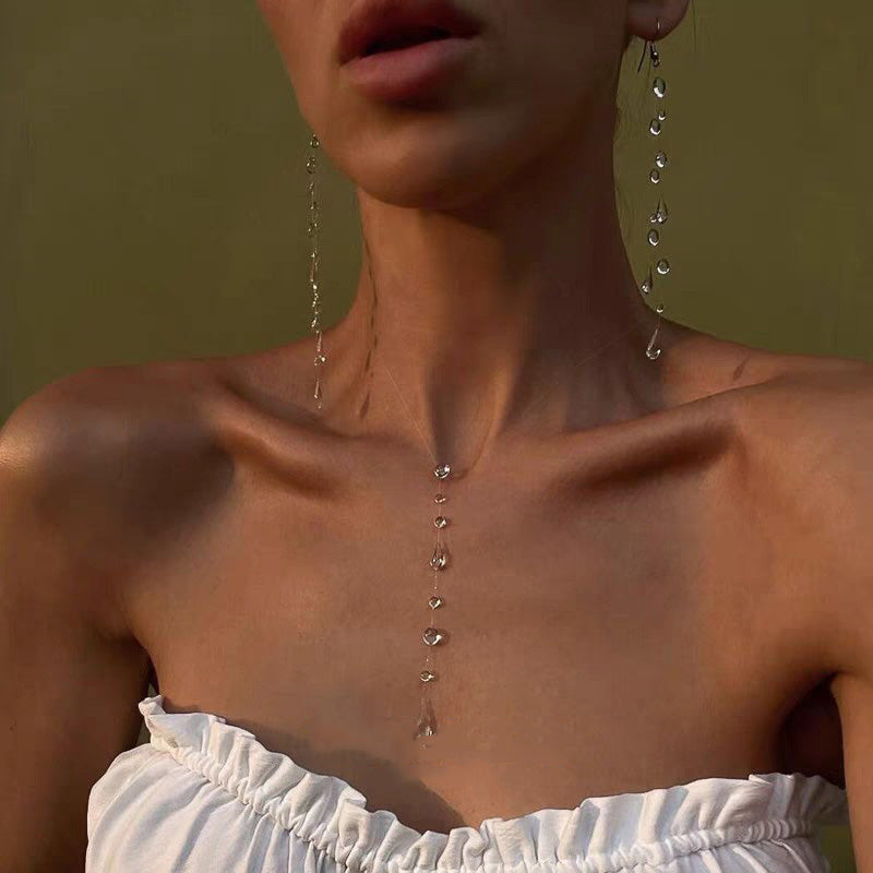 Frosted Dewdrop Jewelry  Unique Design Handmade Frosted Dewdrop Elegant Waterdrop Necklace  Earrings