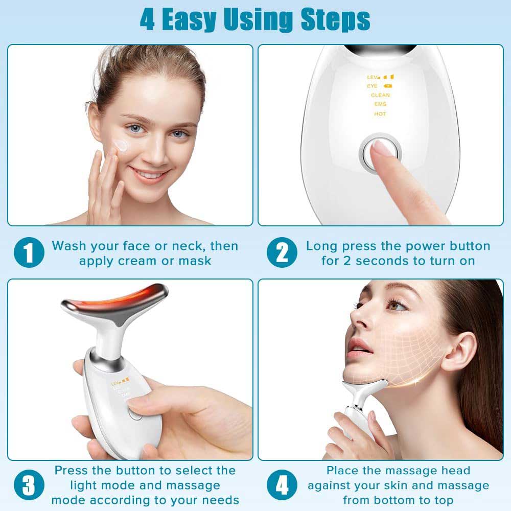 Neck Face Massager Face Sculpting Tool 3 Colour Modes And Vibration For Facial Massager For Double Chin