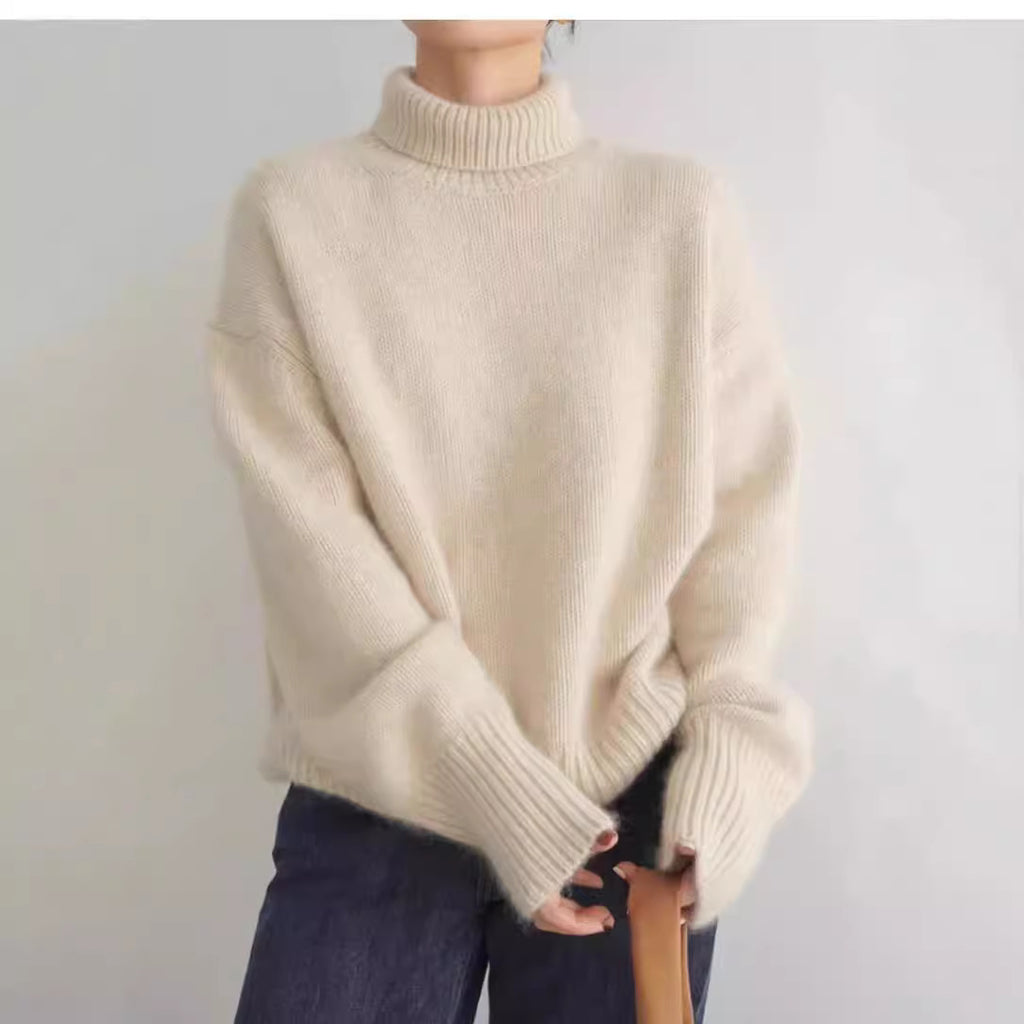 High-neck Women's Loose Versatile Knit Pullover Sweater