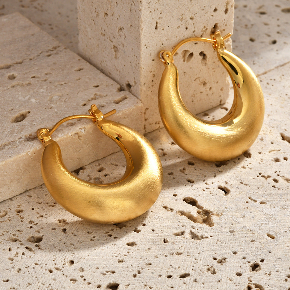 Retro Minimalist Hollow Brushed Earrings For Women