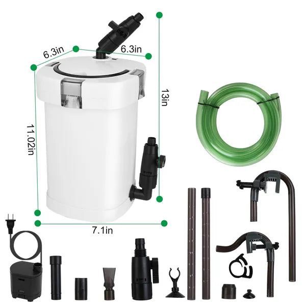 3-Stage External Canister Filter For Aquarium Fish Tank With 600L/H Flow Rate