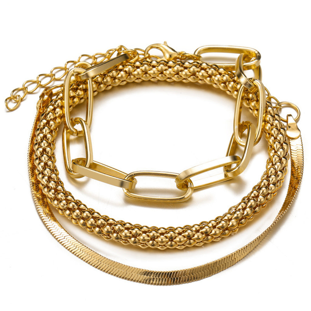 Snake Bone Chain Multi-layer Bracelet Creative Retro 3-piece Set
