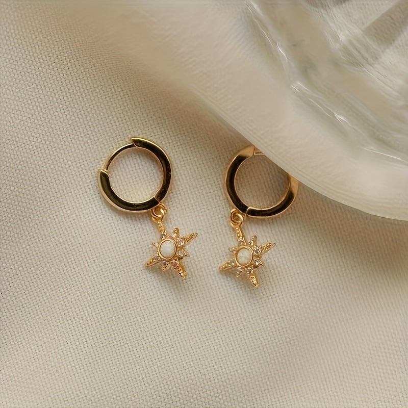 Eight-pointed Star Opal Earrings For Women