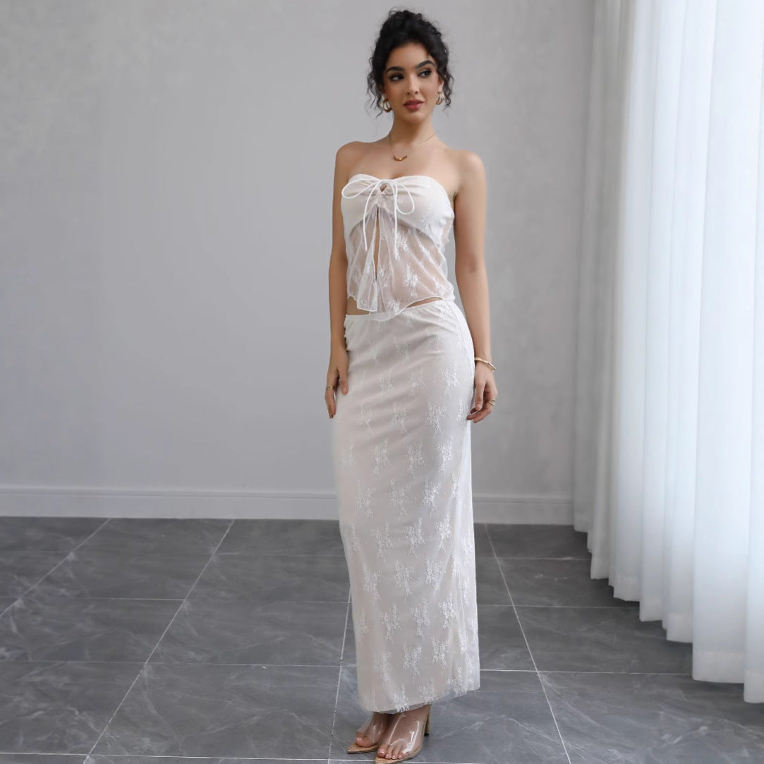 High-end Lace Camisole And Skirt Two-piece Set