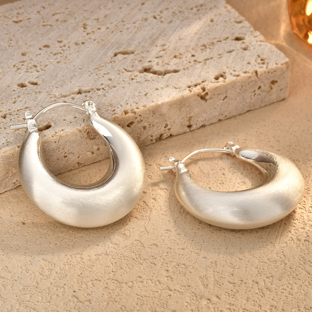Retro Minimalist Hollow Brushed Earrings For Women