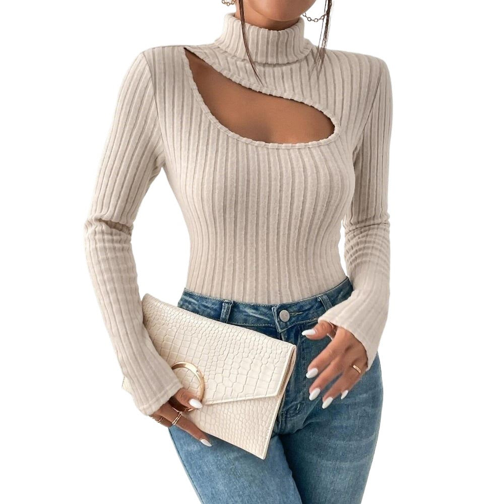 European And American Women's Clothing Light Mature Style T-shirt, Autumn And Winter New Elegant Slim Short Top