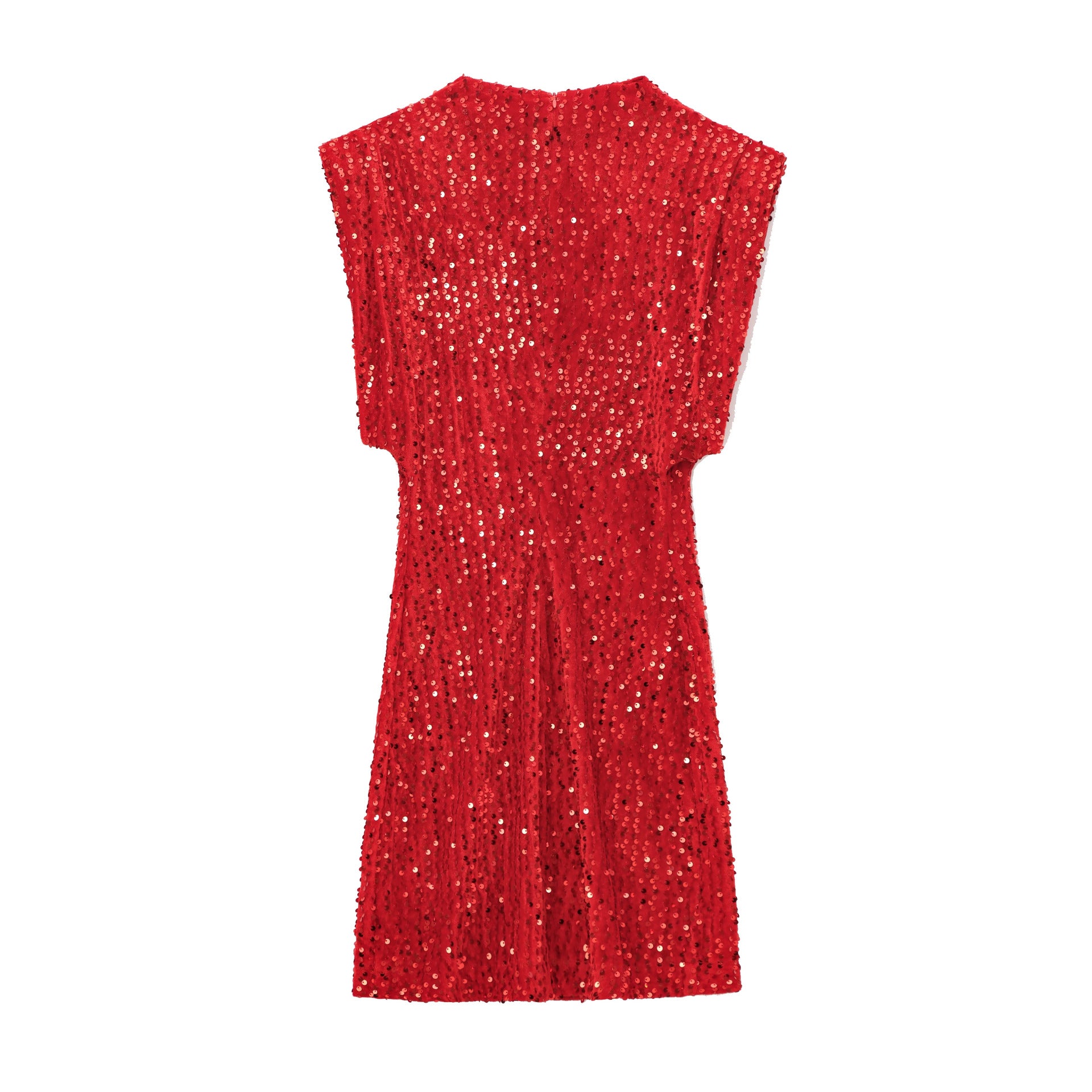 Sequins Decorated Sleeveless Shoulder Pad Sequin Dress