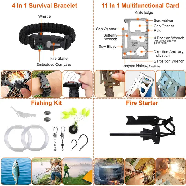 121Pcs Survival Kits Professional Emergency Survival Gear Tactical First Aid Kit Supplies For Outdoor Adventure Camping Hiking Hunting