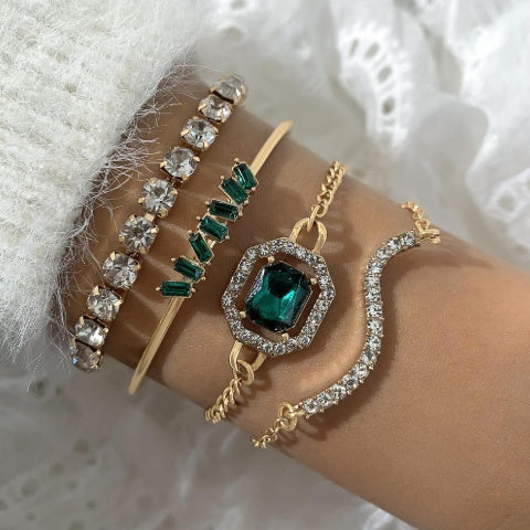 Fashion Special Diamond Jade Bracelet Suit