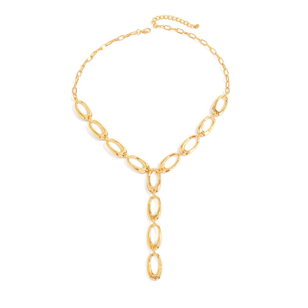 Metal Textured Y-shaped Cross Chain Necklace