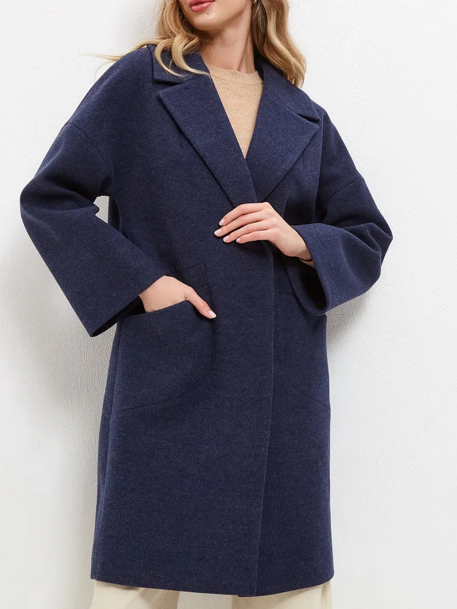 Long Wool Coat With Pockets For Women