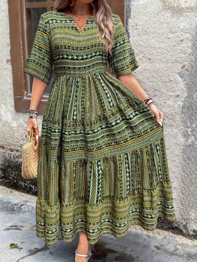 Spring And Summer Tribal Print Casual Women's Dress