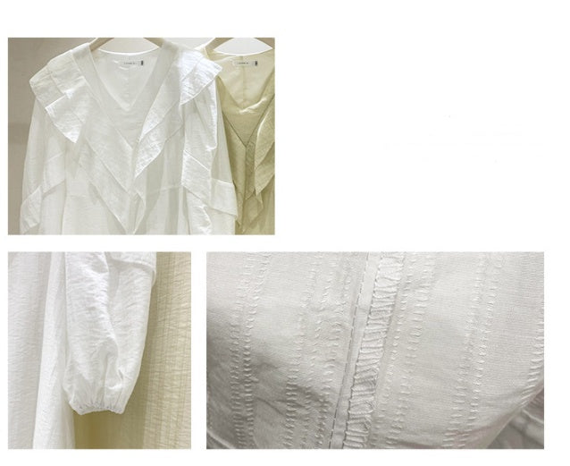 Women's French Lotus Leaf Collar Shirt Dress