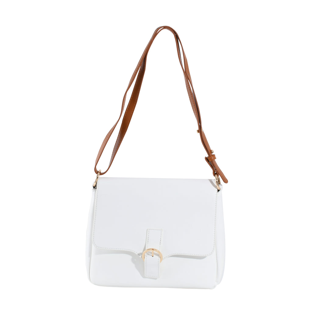 Plain Cross Body Bag-White 2048